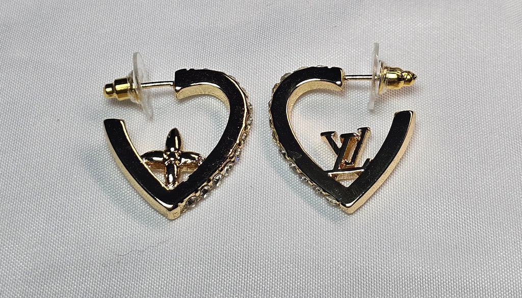 L Logo Gold plated Heart Hoop earrings