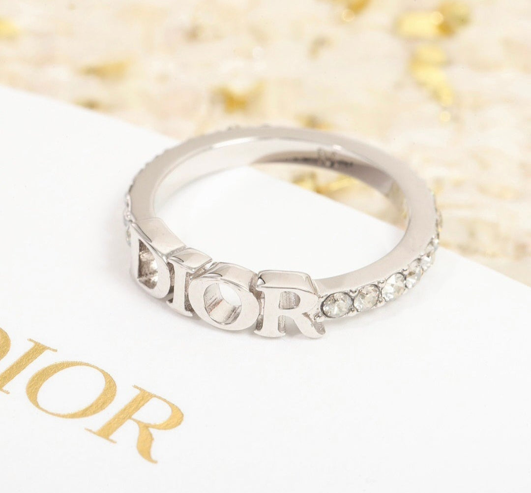 CD Logo Gemstone Band Ring