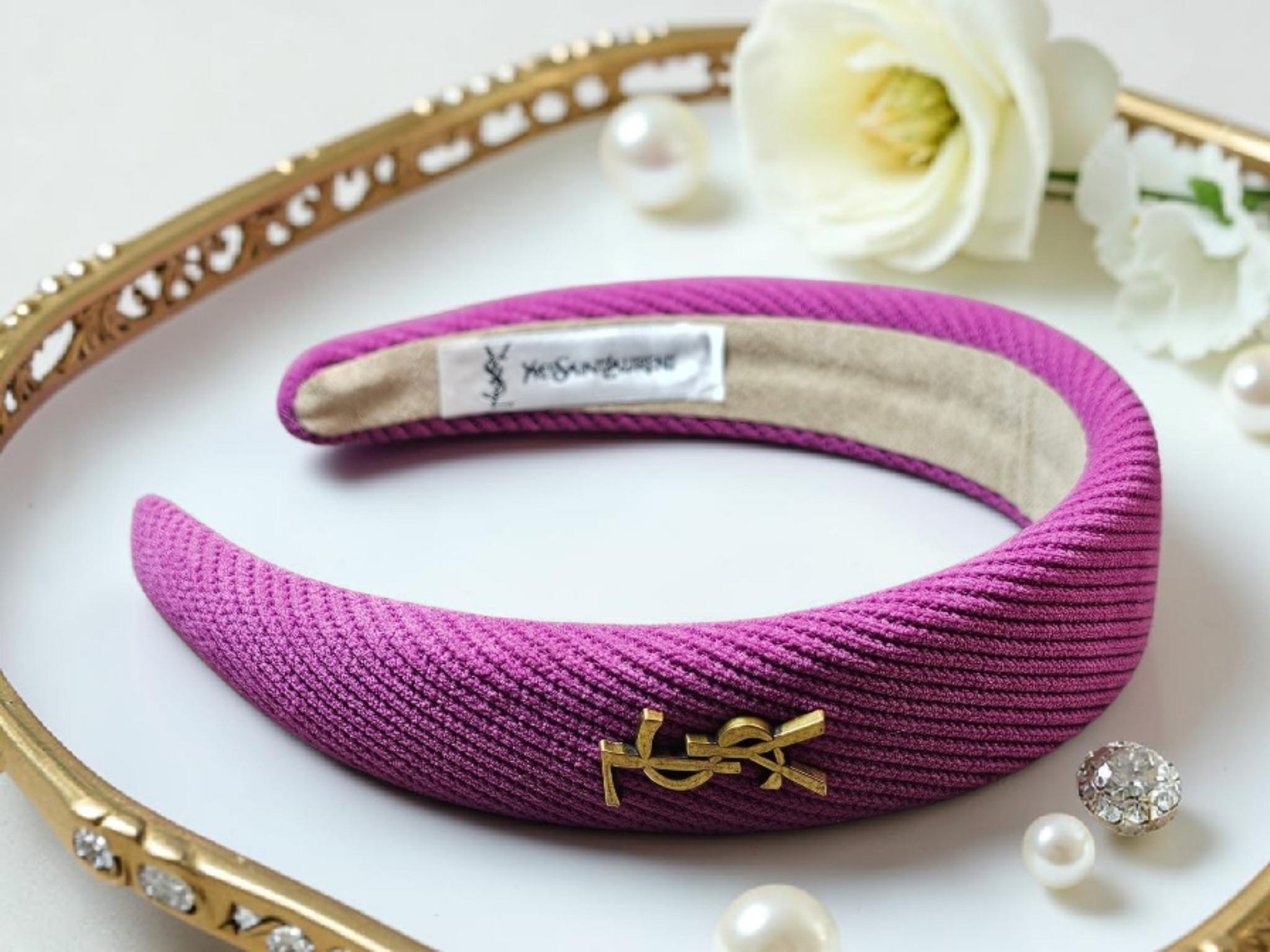 Y Logo Pink Textured charm Headband