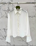 G Logo Sheer Button Down Blouse