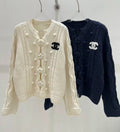 C Logo Button down Camellia Sweater