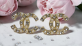 CC Logo charm Gold Pearl and Gemstone Earrings