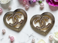 Gold Heart Charm Statement Earrings