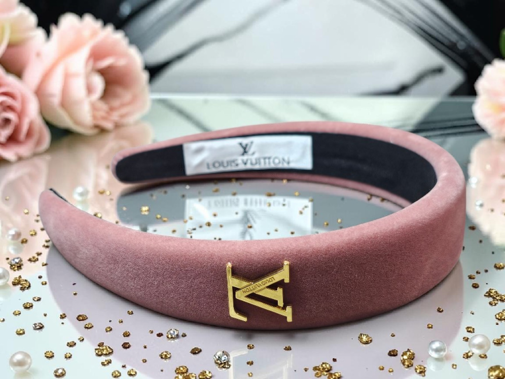 Pink Velour Louis Charm Headband