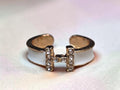 H Letter style Adjustable Size Ring White Sparkle