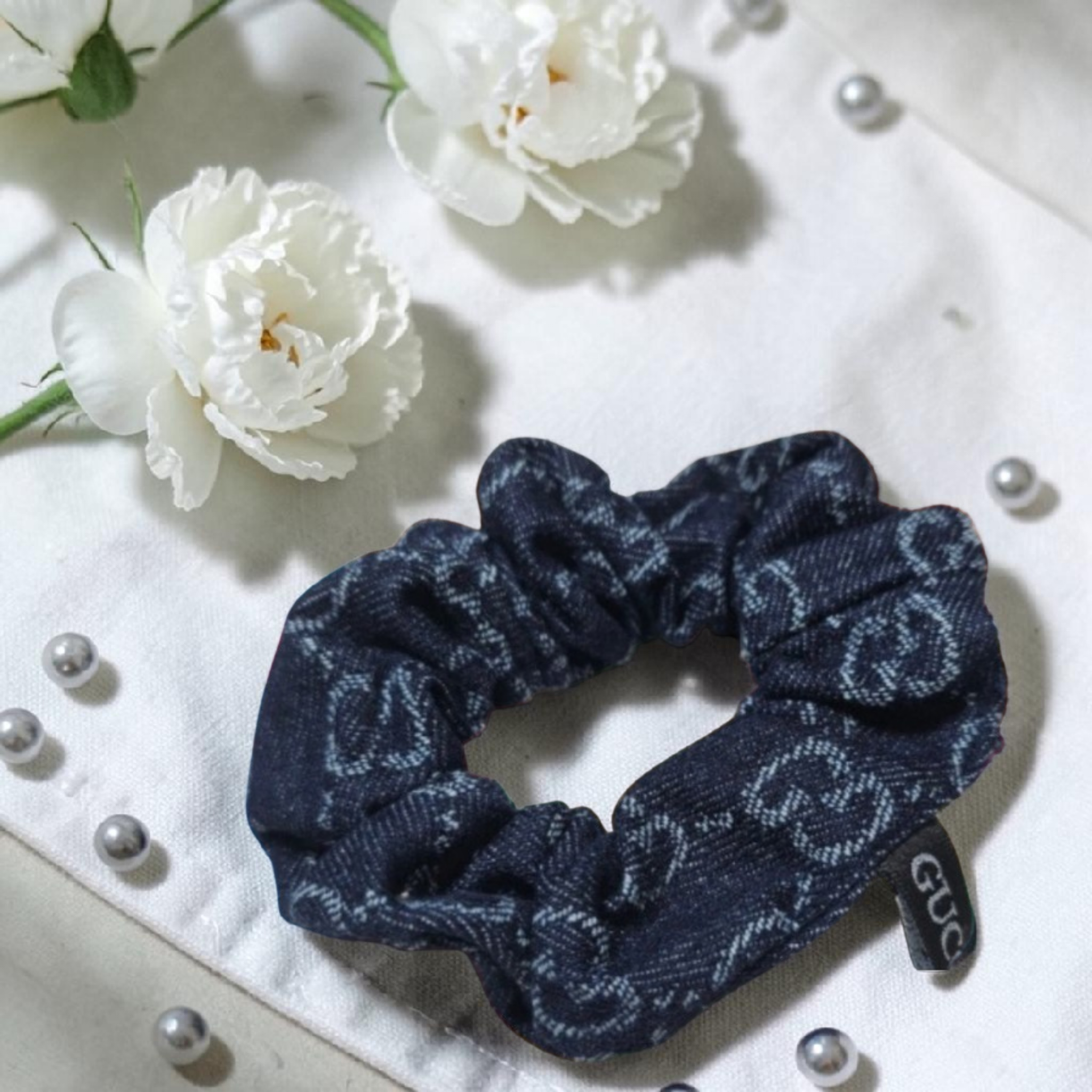 Denim GG Logo Hair Scrunchie