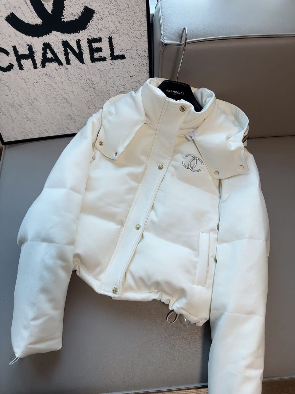 C Logo White Goose Down Winter Puffer Luxury Coat