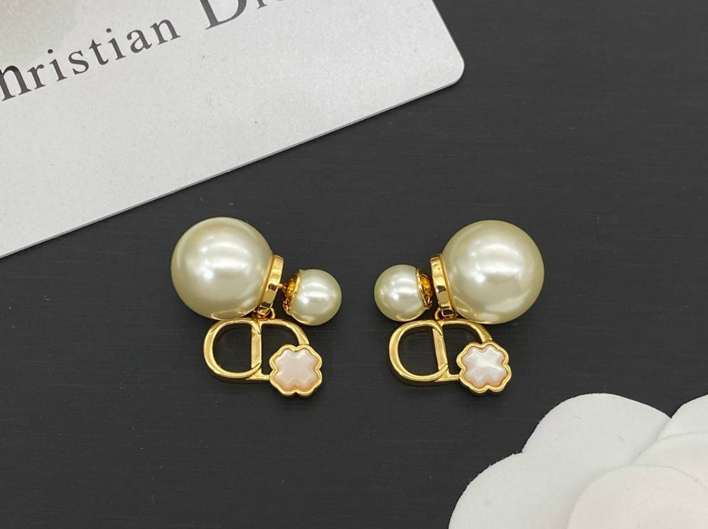 18K gold plated CD Logo Dangle Earrings
