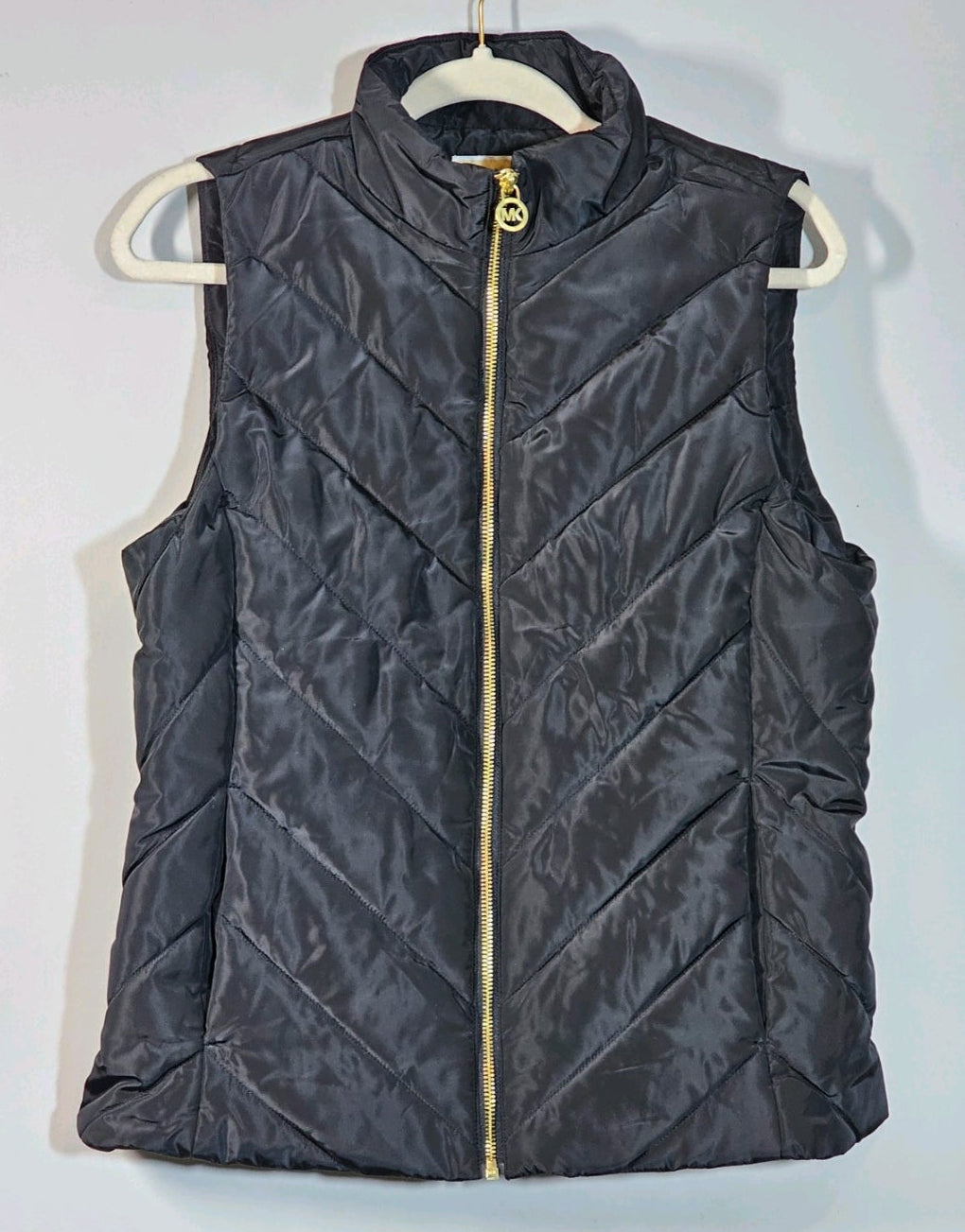 Michael Kors Designer Black Quilted Puffer Logo Vest Size M NWT