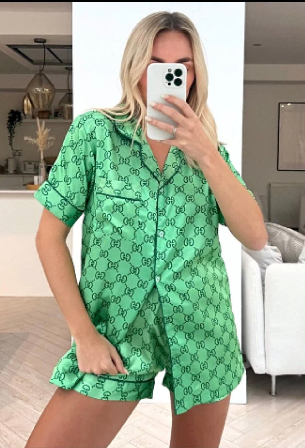Green G Logo Monogram logo PJ set