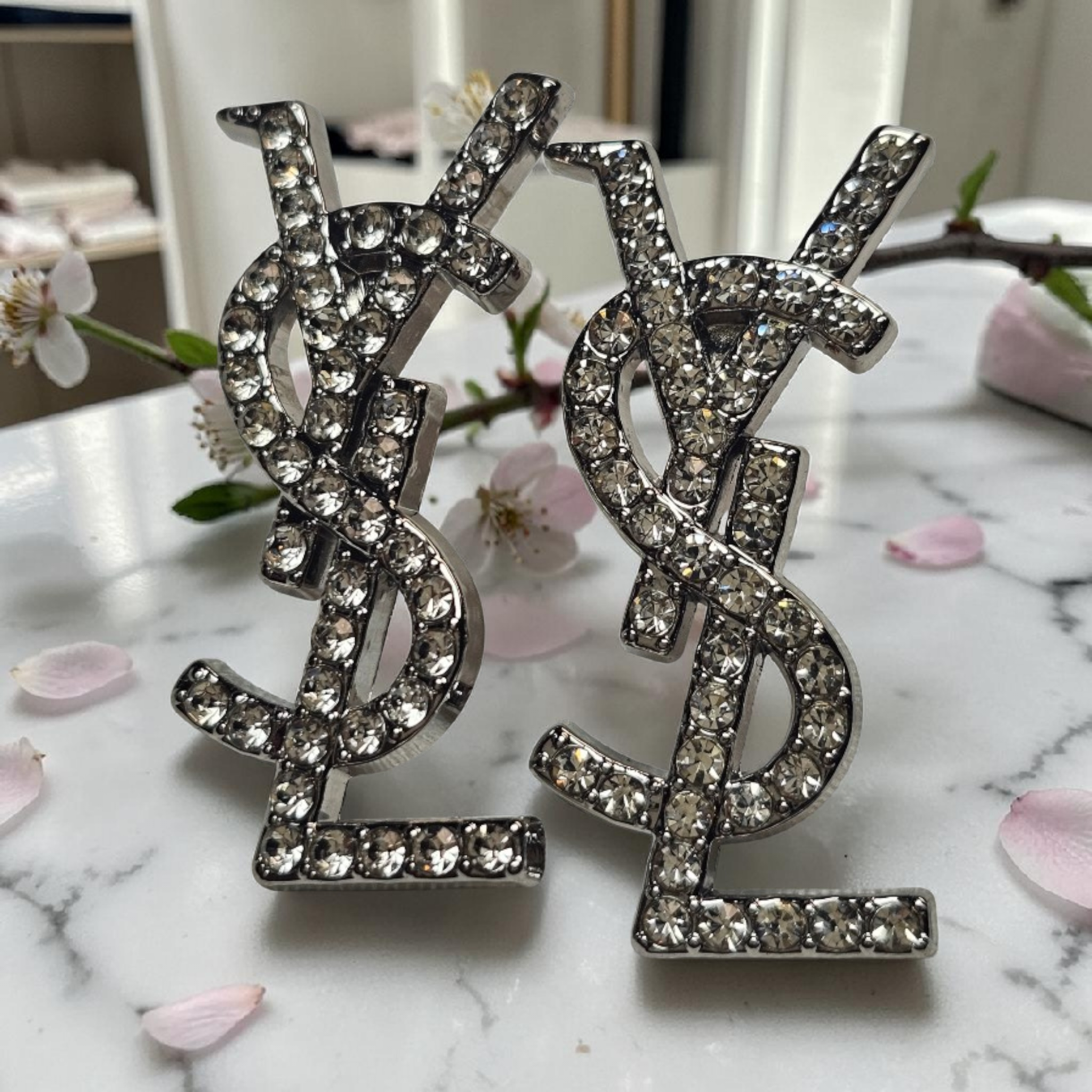 Silver Logo Charm Earrings