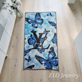 Custom Louis Vuitton Logo Blue Butterfly Monogram Floor rug