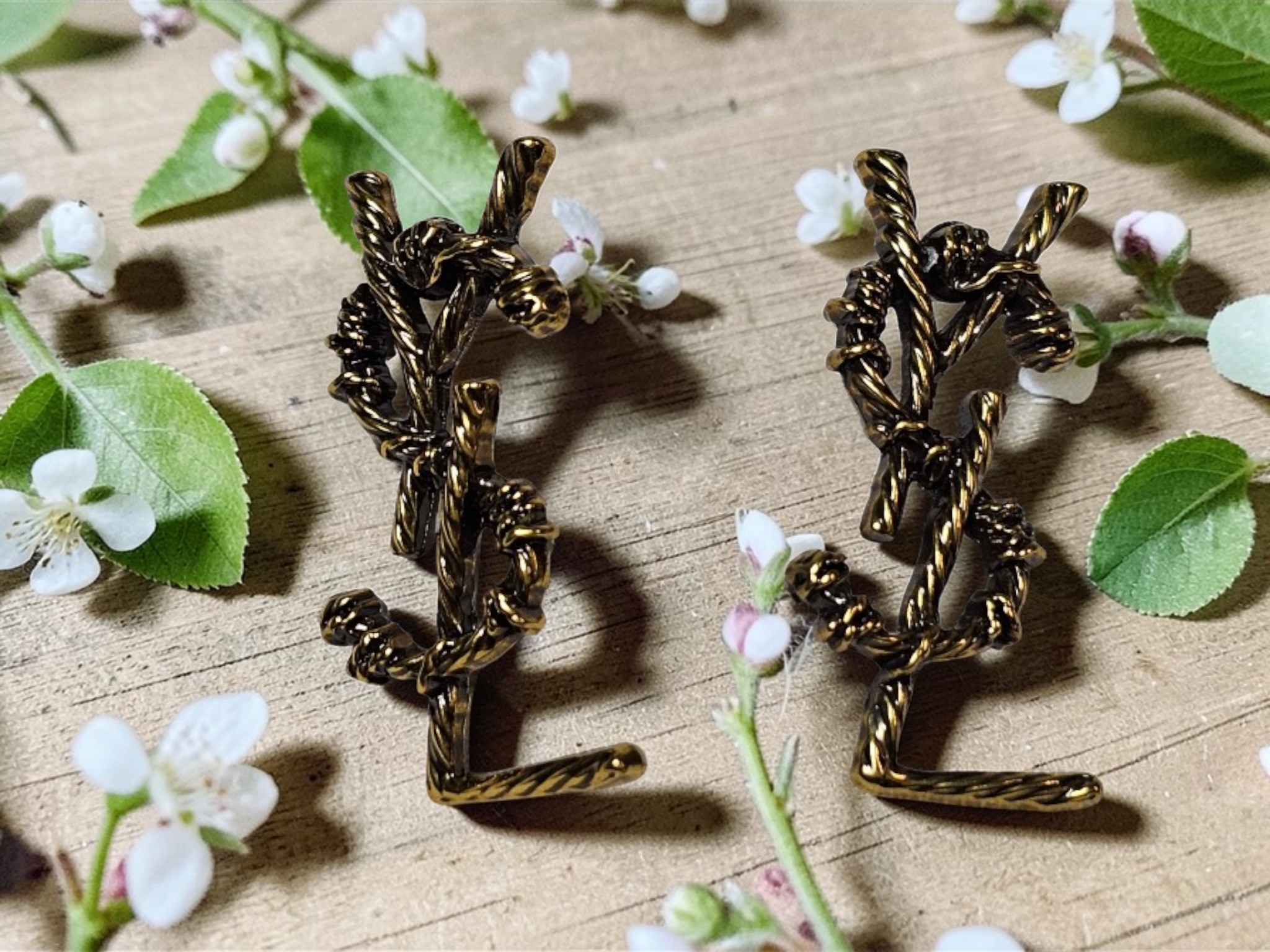 Yves St Laurent logo charm Barbed Wire Pierced Earrings