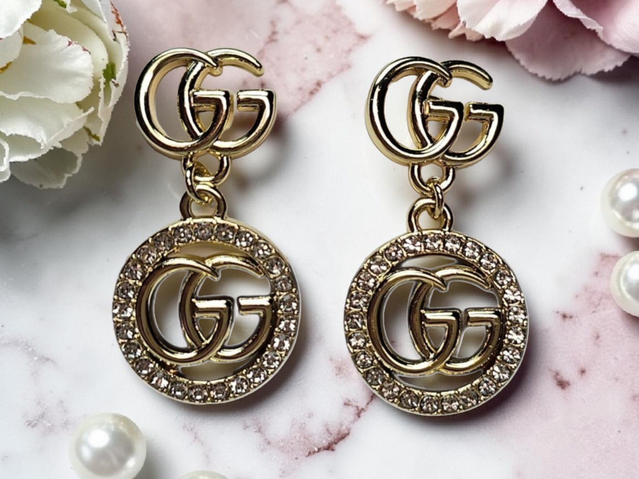 GG Logo charm Gold drop Earrings
