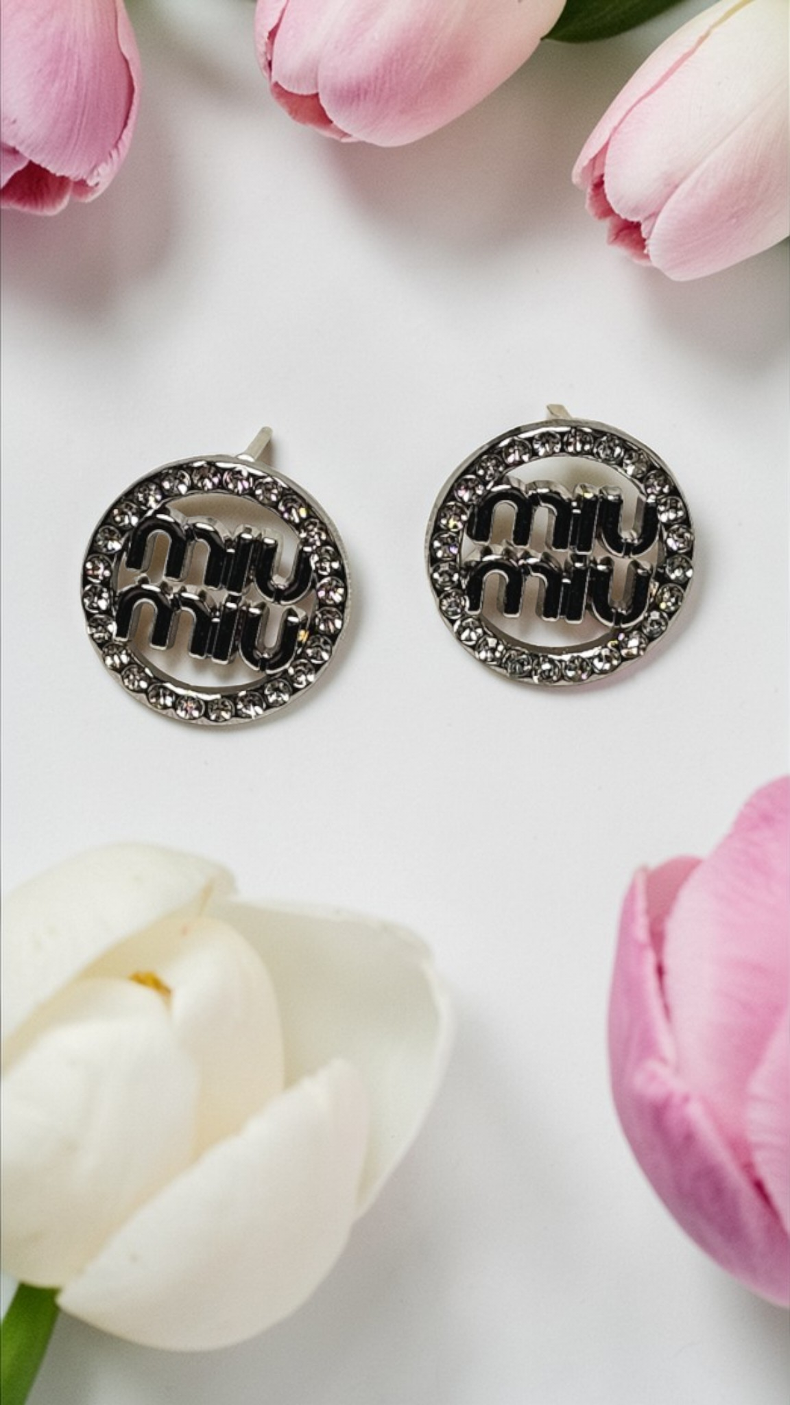MIU MIU Silver charm Pierced Stud Earrings