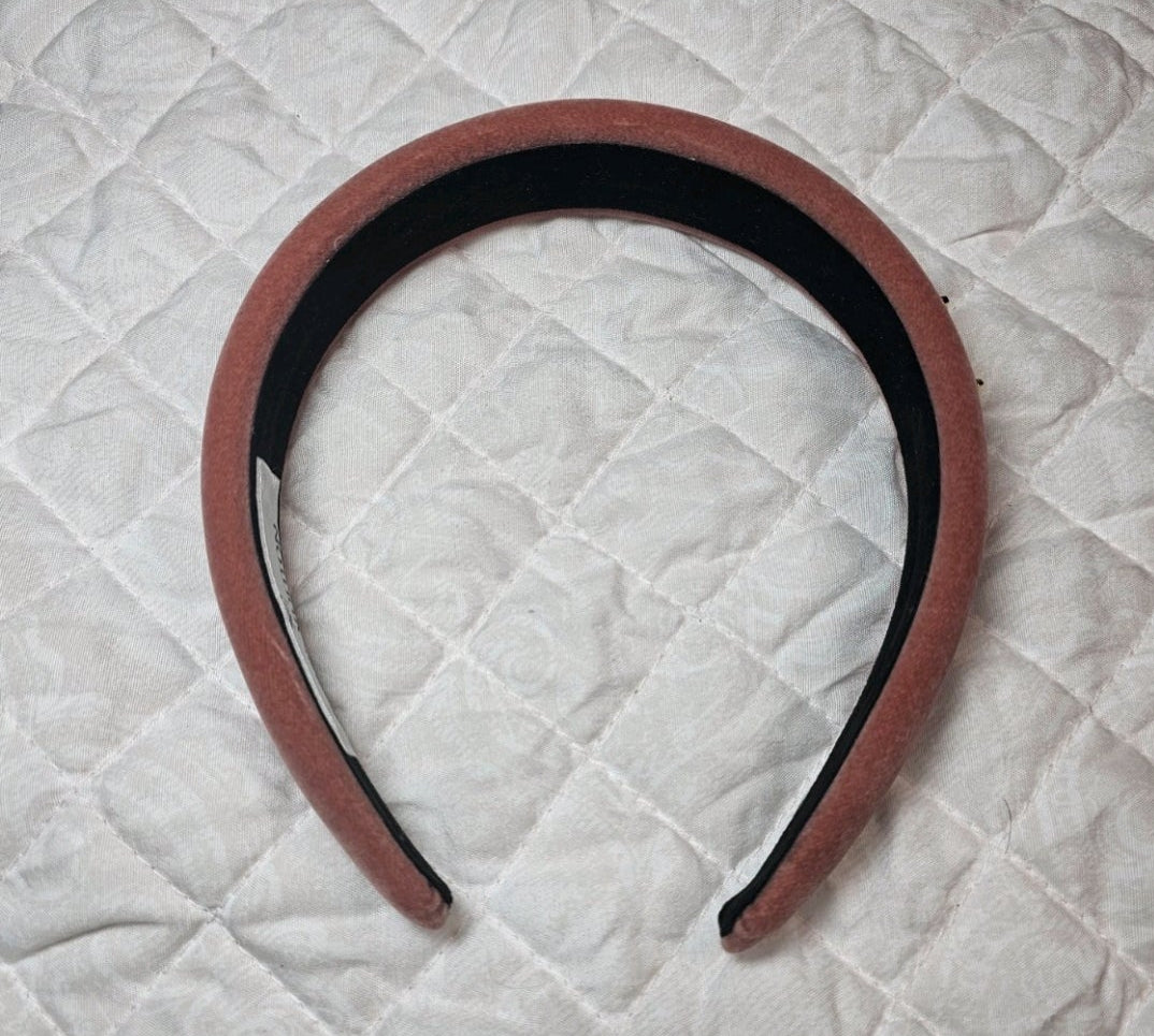 Pink Velour Louis Vuitton logo Charm Headband