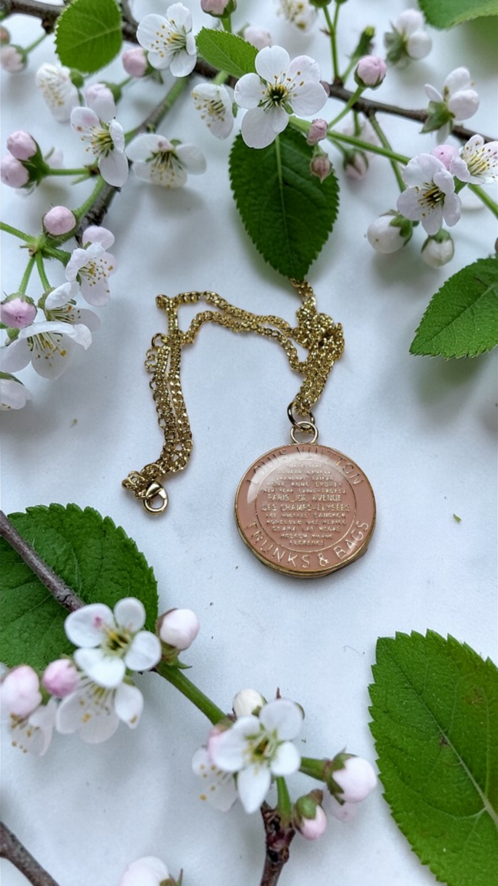Blush Pink and Gold Trunks and Bags Charm Necklace