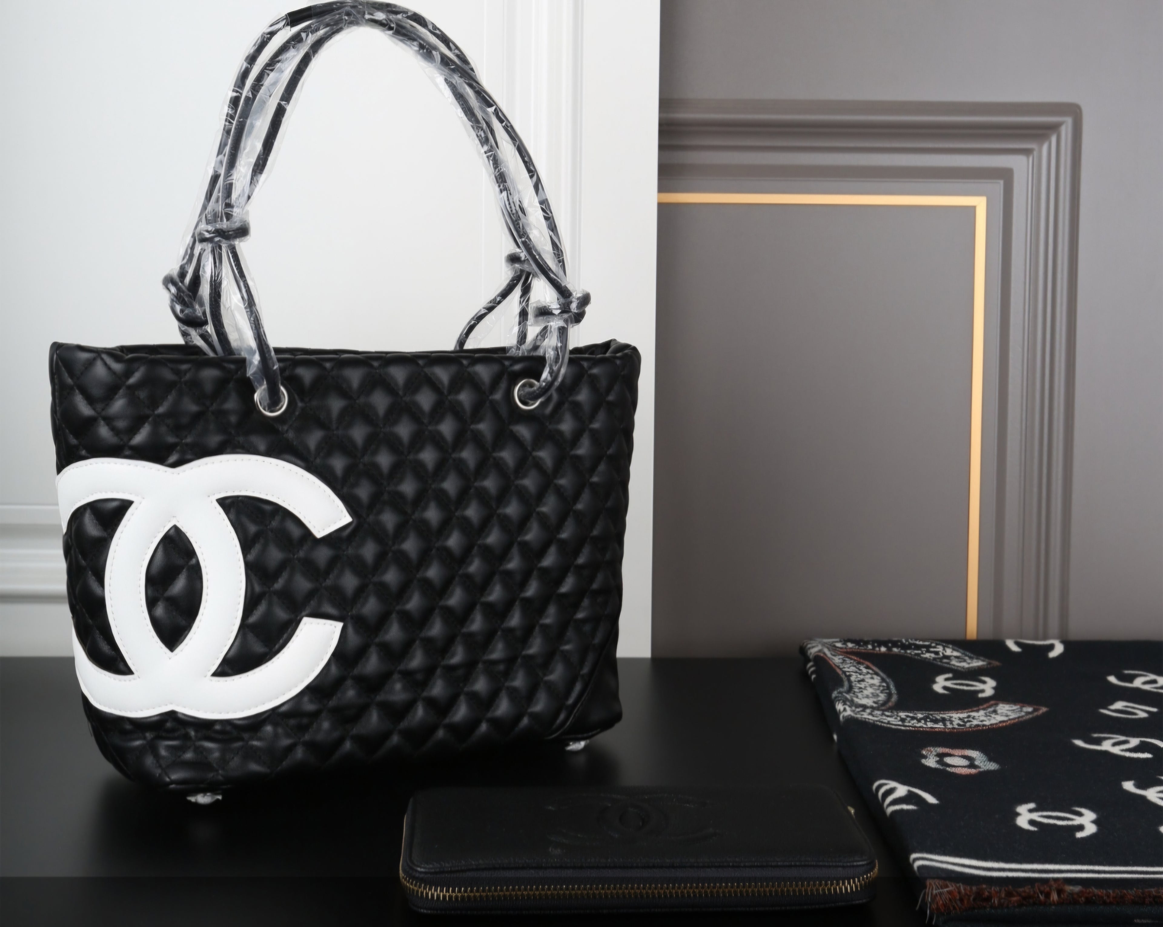3 piece Large C monogram Tote, Wallet, and large Scarf