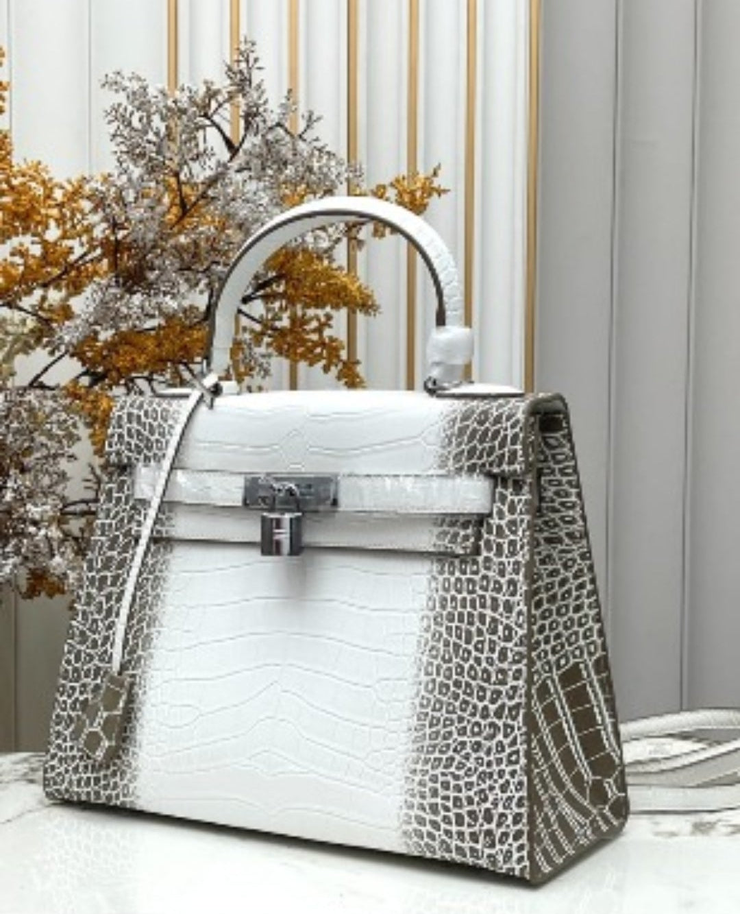 Kell Bag 28 cm White and Black