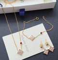 L Logo Charm and Gemstone Jewelry Set