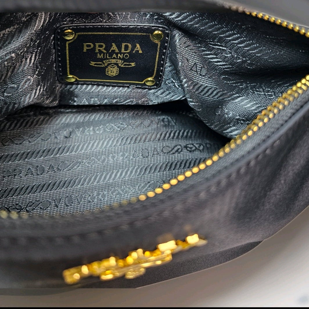 Prada Milano Hobo Bag w/ Matching Golden Crossbody Chain