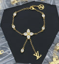 L Logo Gemstone Clover Chain Bracelet