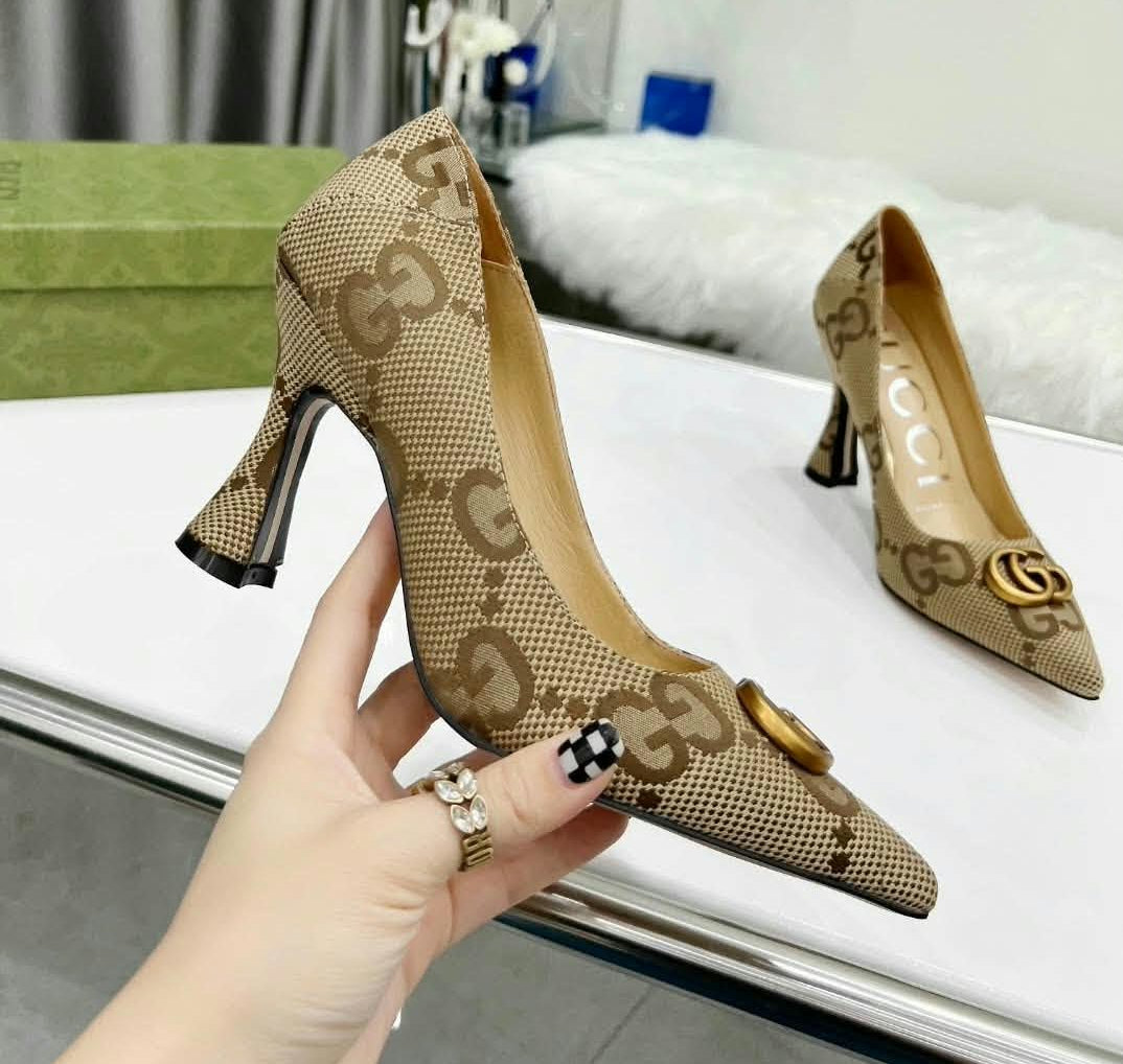 G Logo Heels Beige Monogram