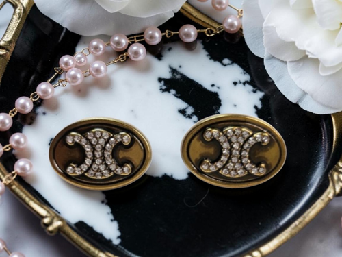 Antique Gold Charm Stud Pierced Earrings