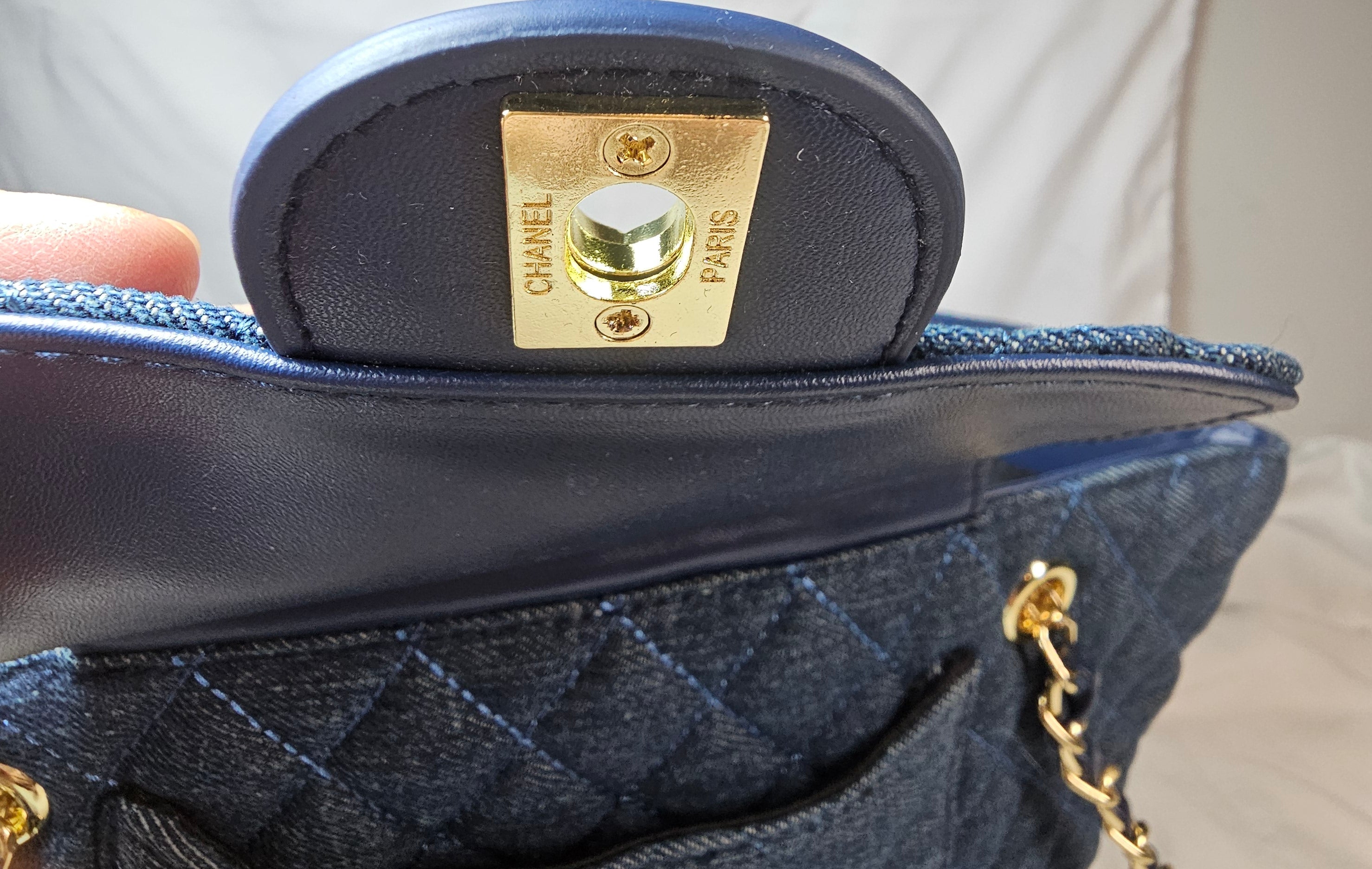 3 piece Quilted Denim Tote Bag, Wallet, and Single flap crossbody bag