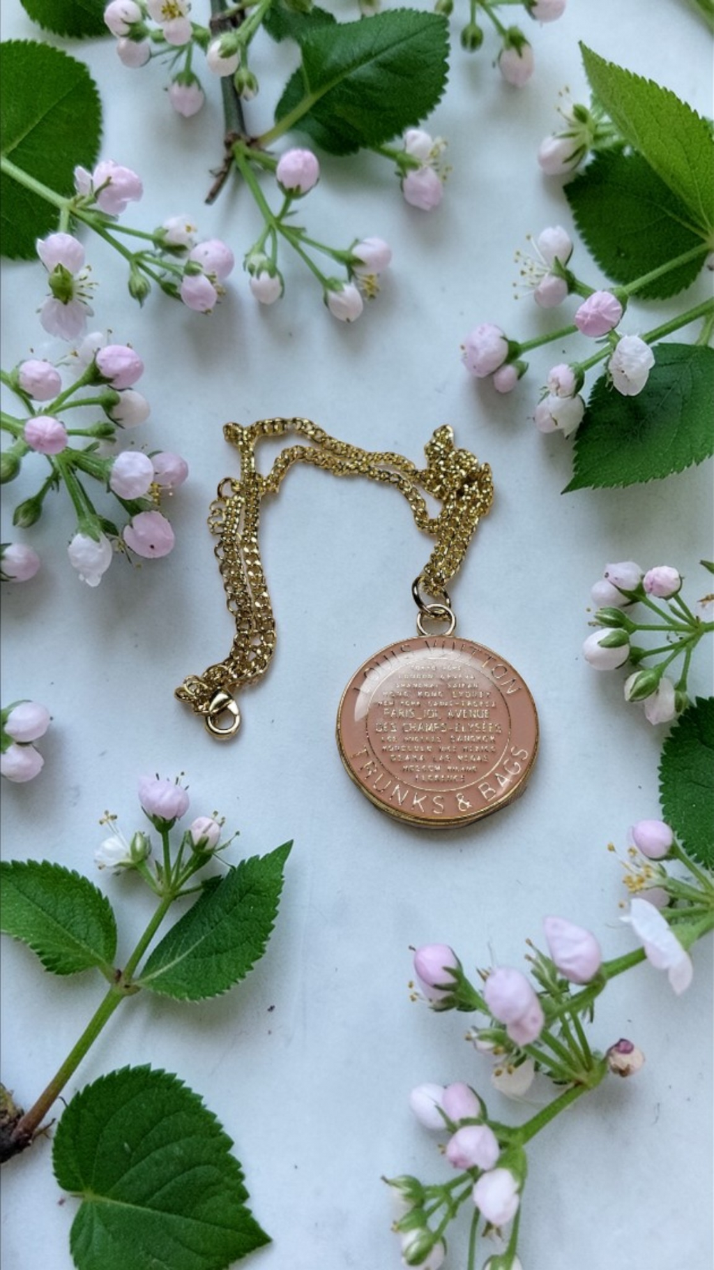 Blush Pink and Gold Trunks and Bags Charm Necklace