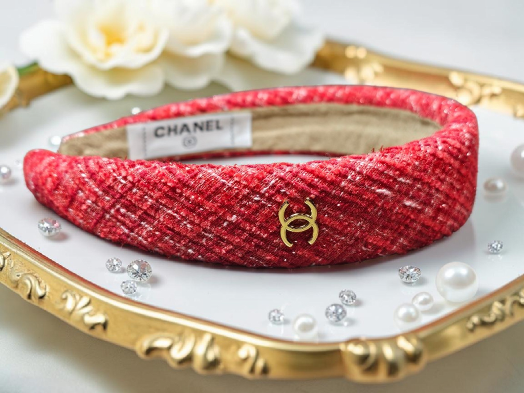 Red Cc logo Tweed Headband Spring