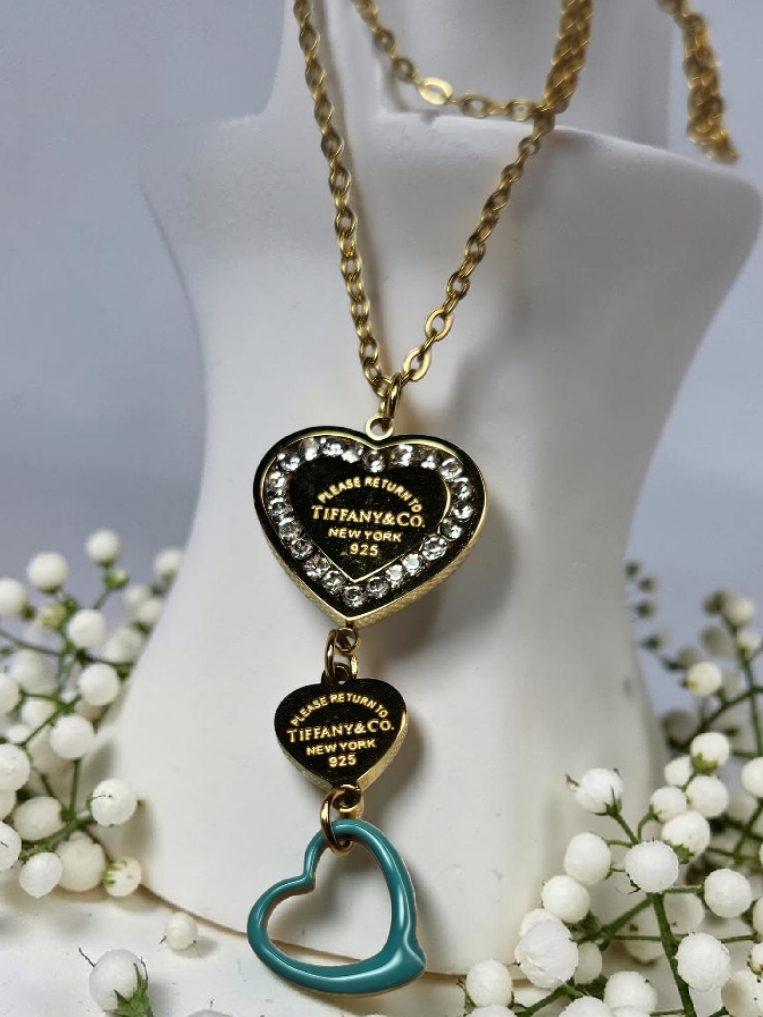 T&C Engraved Heart charm necklace