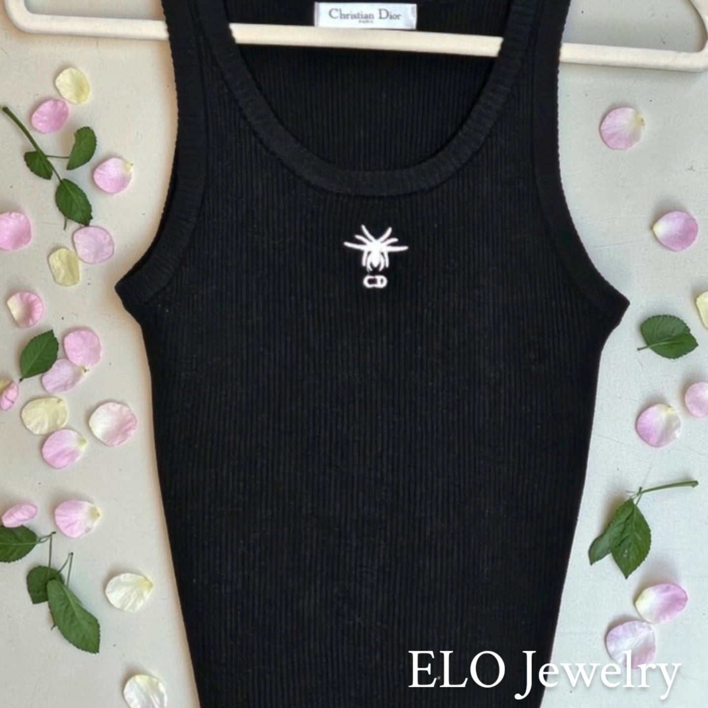 CD Logo Knit Tank Top w/ Embroidered Spider Black labeled Size US Medium NEW
