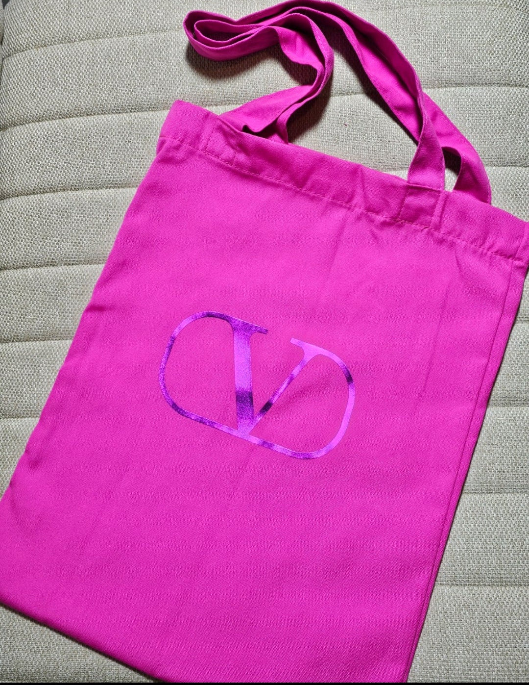 Valentino Fabric Logo Tote Hot Pink New