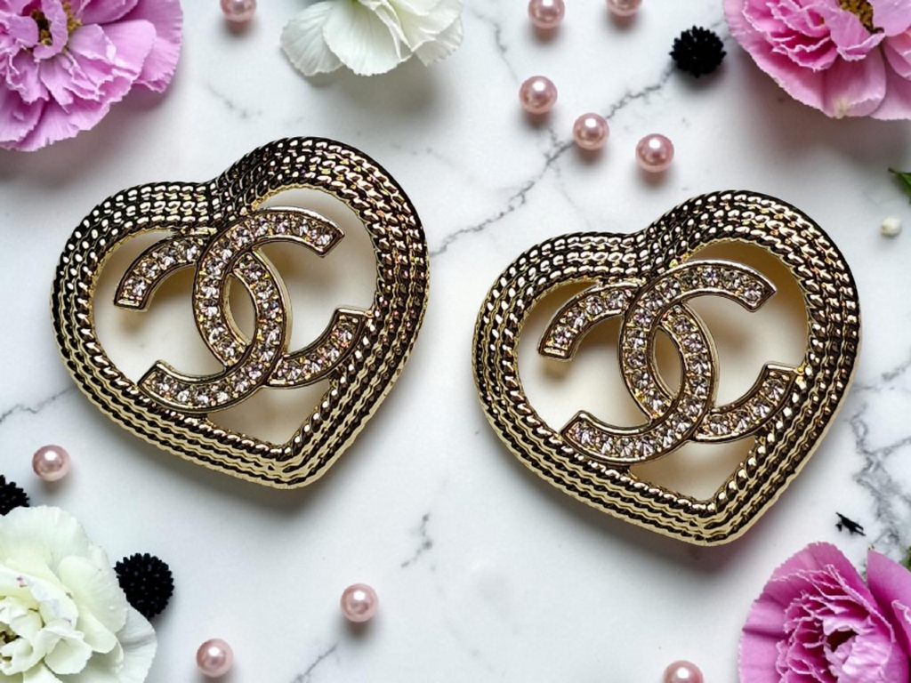Gold Heart Charm Statement Earrings