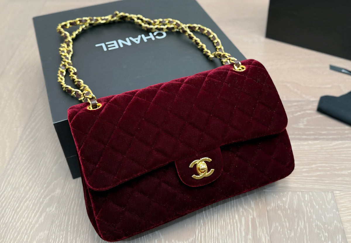 C Logo Velvet Single Flap Bag/ Crossbody