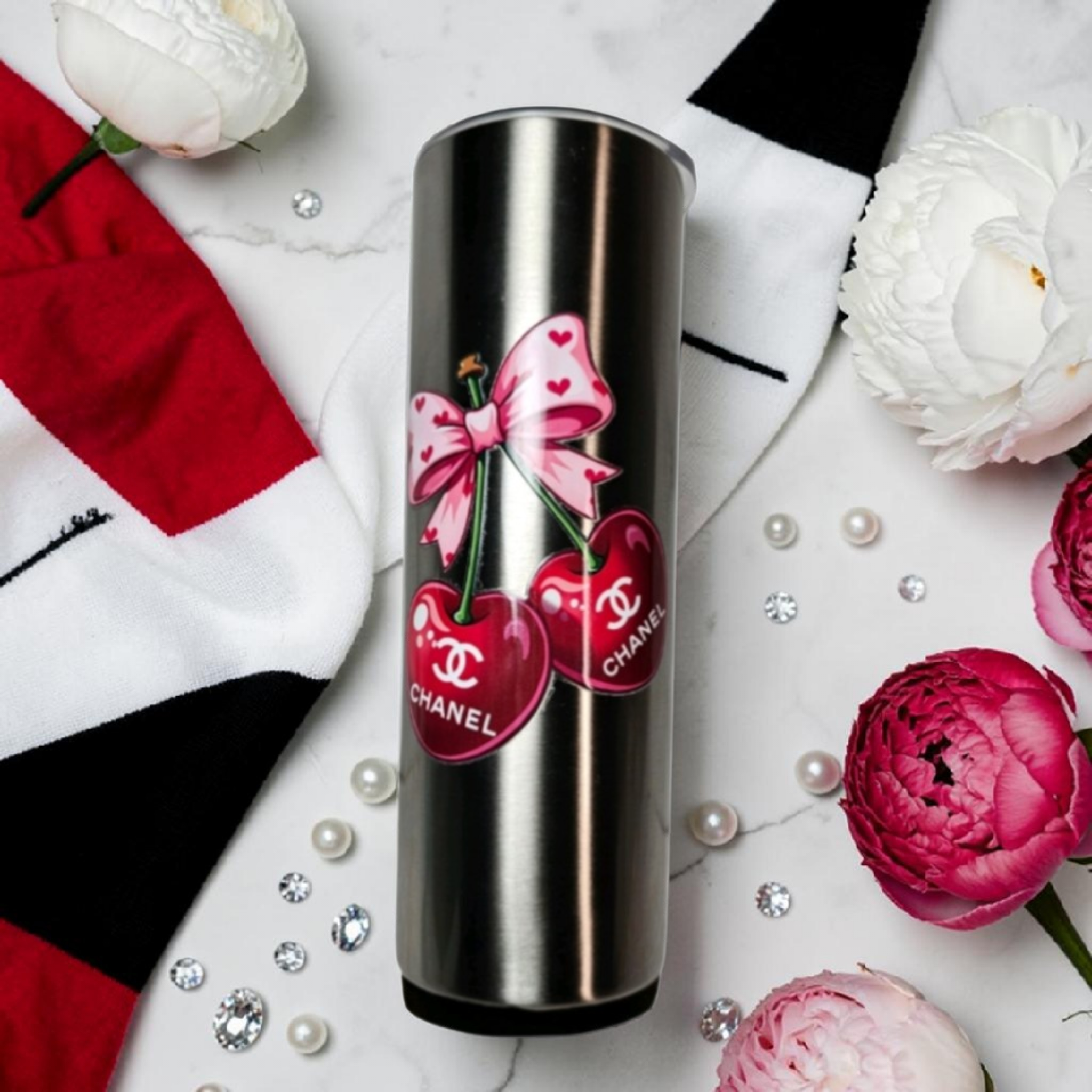 Custom designed CC Logo 🍒 Cherry Tumbler Stainless Steel