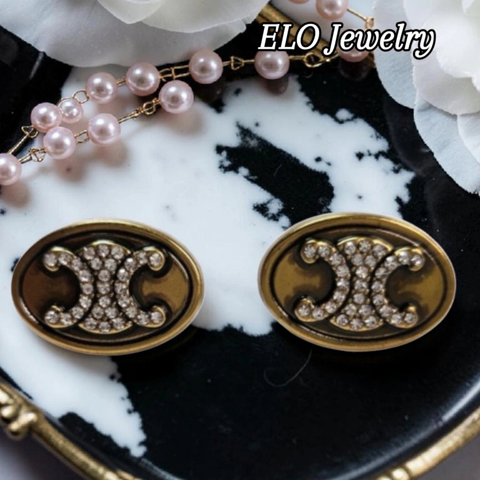 Antique Gold Charm Stud Pierced Earrings
