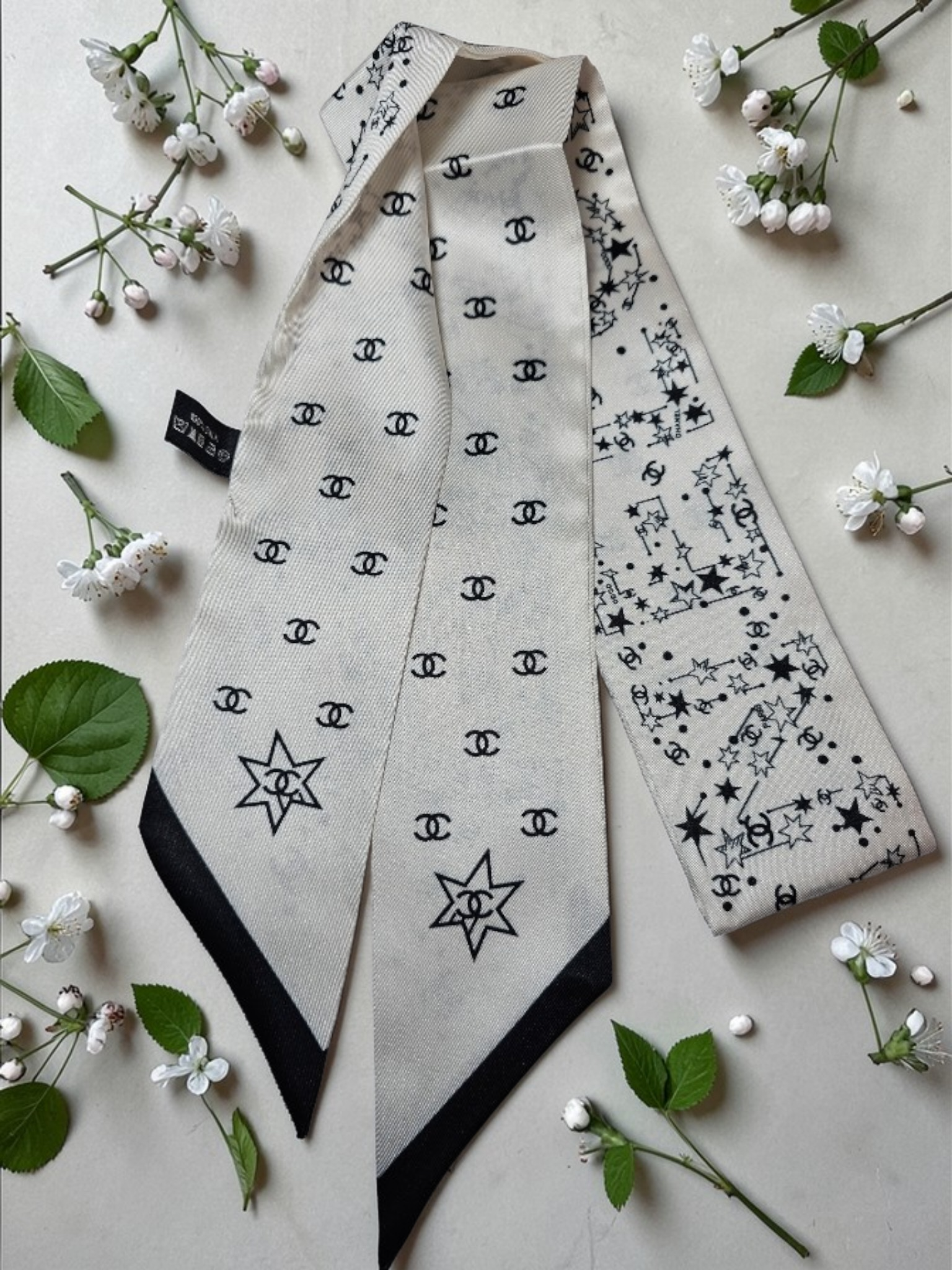 Chanel Bag/ Hair Scarf Accessory Tagged Chanel 100% Silk