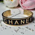 Gold and Black CC Logo Cuff Bracelet New