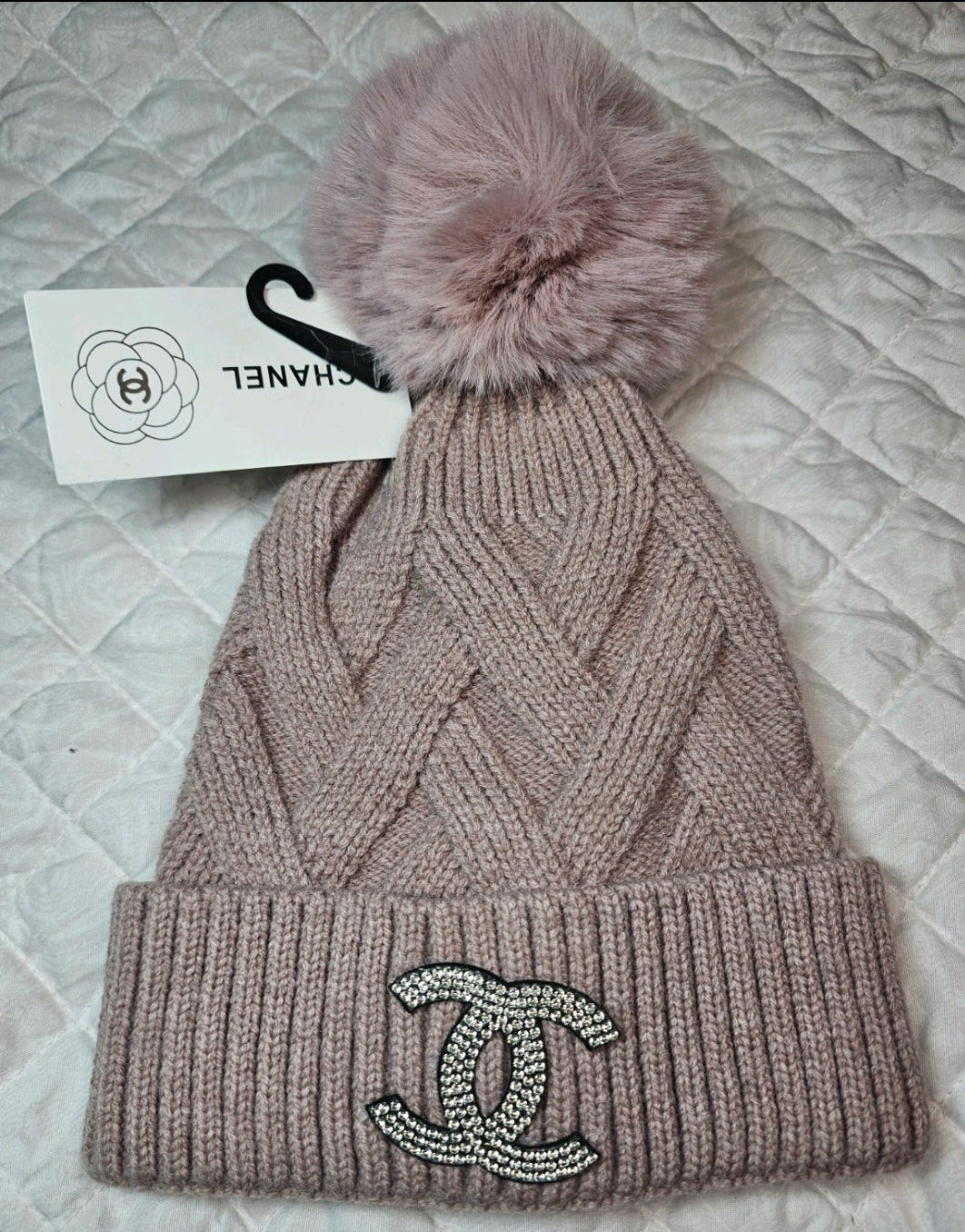 Chanel Beautè Blush Pink Beanie With Pom Pom NWT