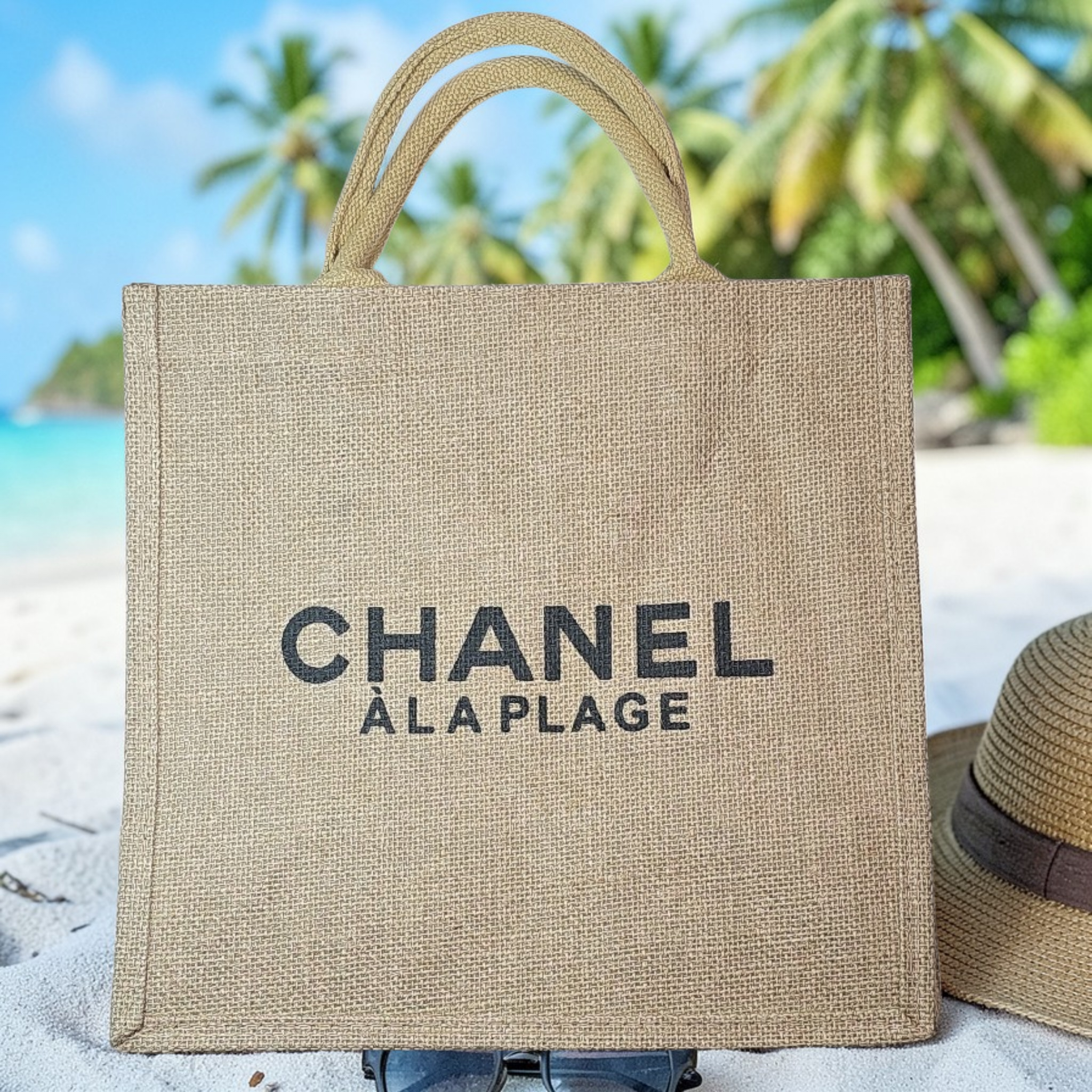 CHANEL À La Plage Double woven Raffie Bag Lined with easy clean lining NEW