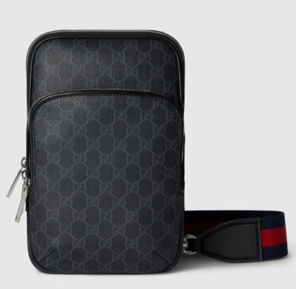 Black Logo Men's Crossbody Top Q