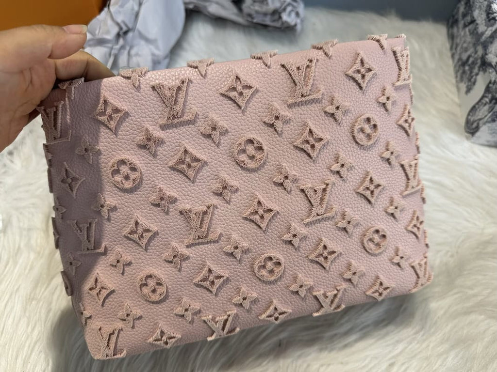 Monogram Velvet Logo Blush Pink Large Tote