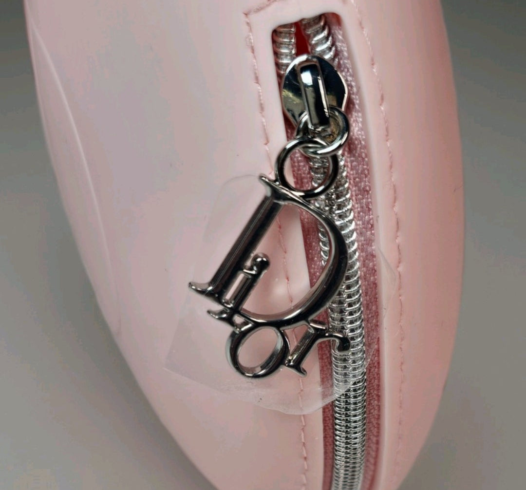Dior Beautè Pink Round Silicone Beauty Case logo zipper pull