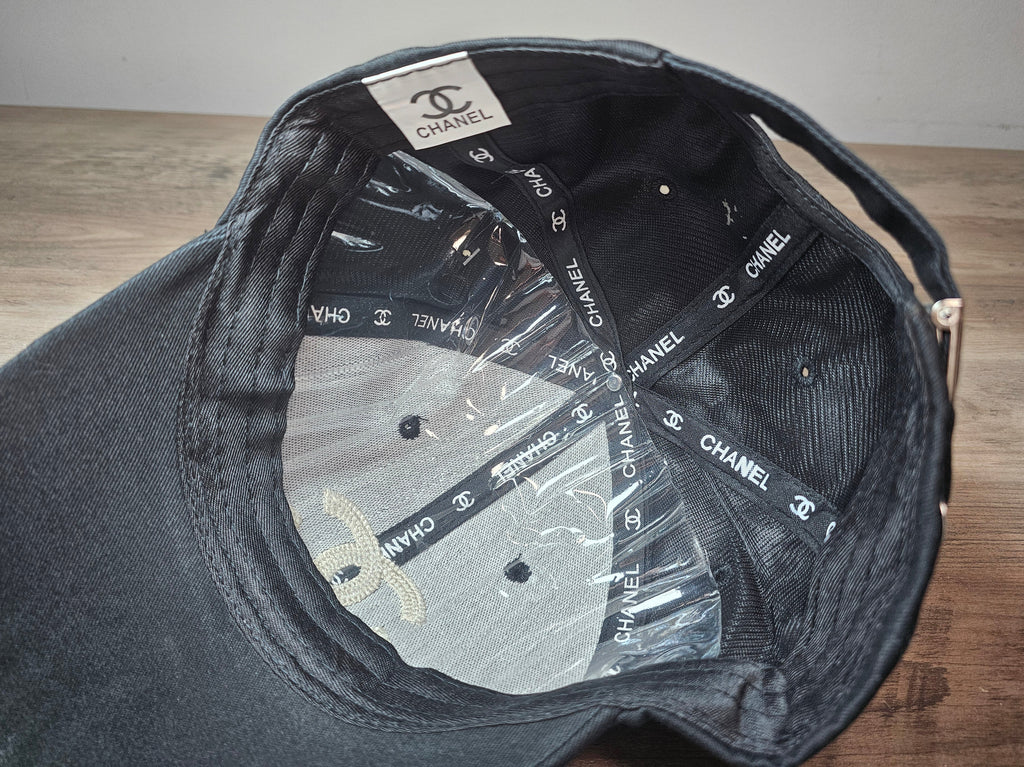 Black CC Baseball Cap Unisex Black and White
