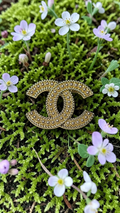 Chanel logo charm Pearlescent Gold and Pearl Pin Brooch