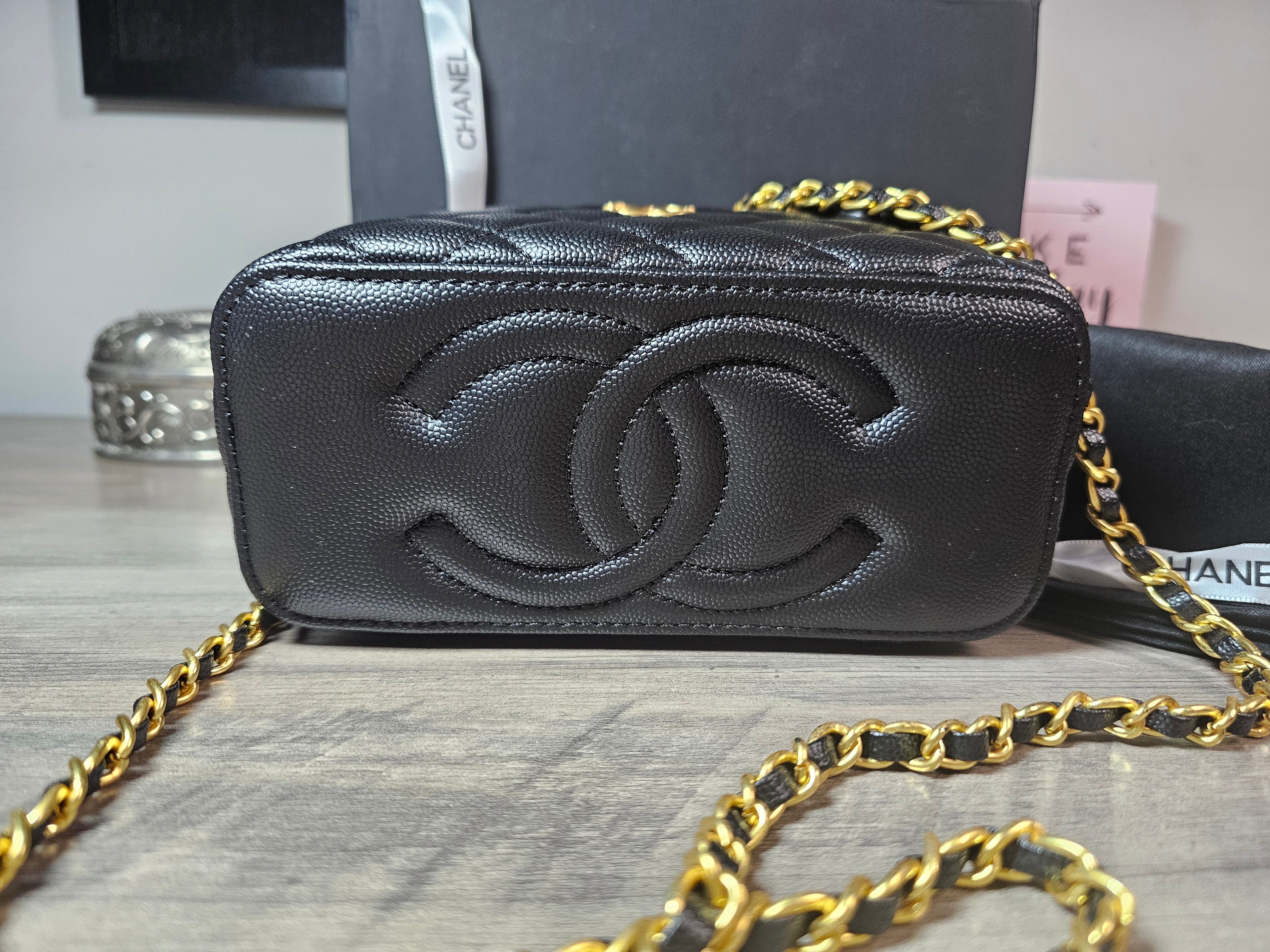 CC logo Black Caviar Medium/Large Vanity New with box and dustbag