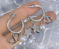 Silver plated CD Logo Statement Hoops