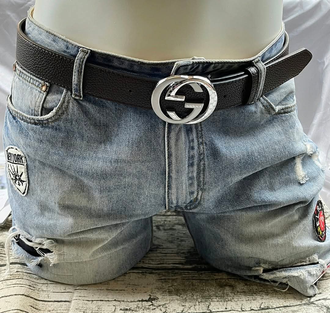 G Logo Silver Buckle Belt